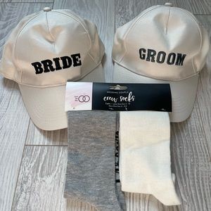 Bride and groom hats and socks!
